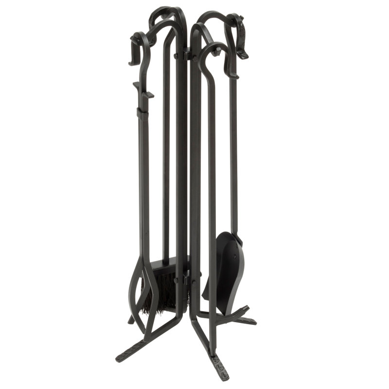 Uniflame 4 Piece Wrought Iron Fire Tool Set With Stand & Reviews